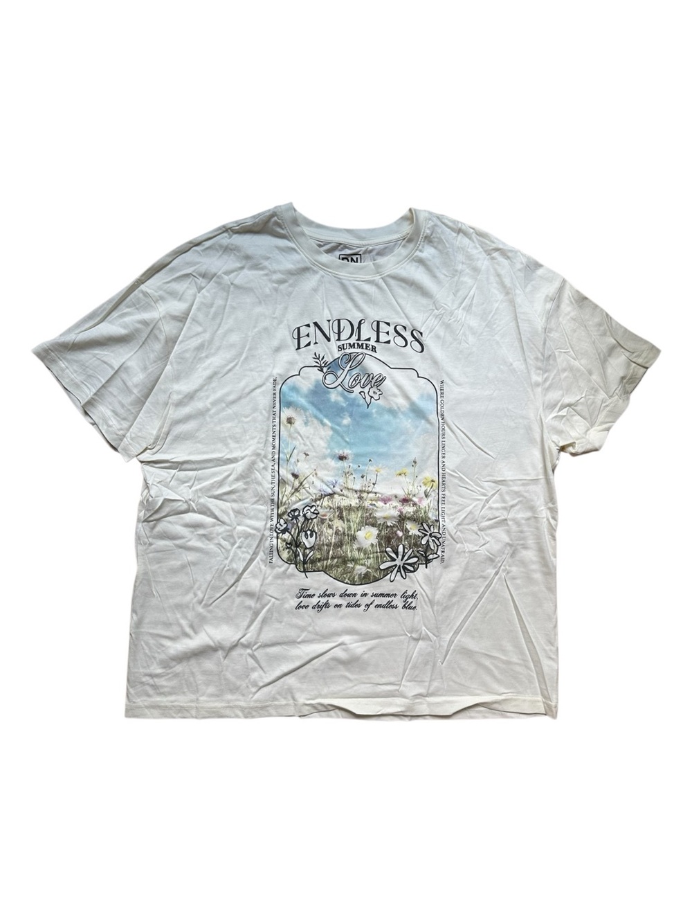 Endless Summer Love Cotton Oversized Graphic Tee - White